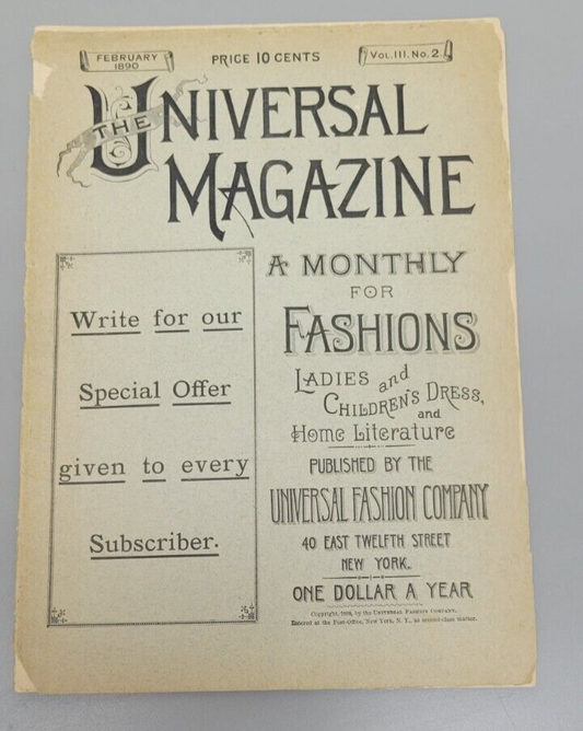 Rare 1890 Universal Magazine Februa Monthly Catalog Fashions Mail Order Patterns