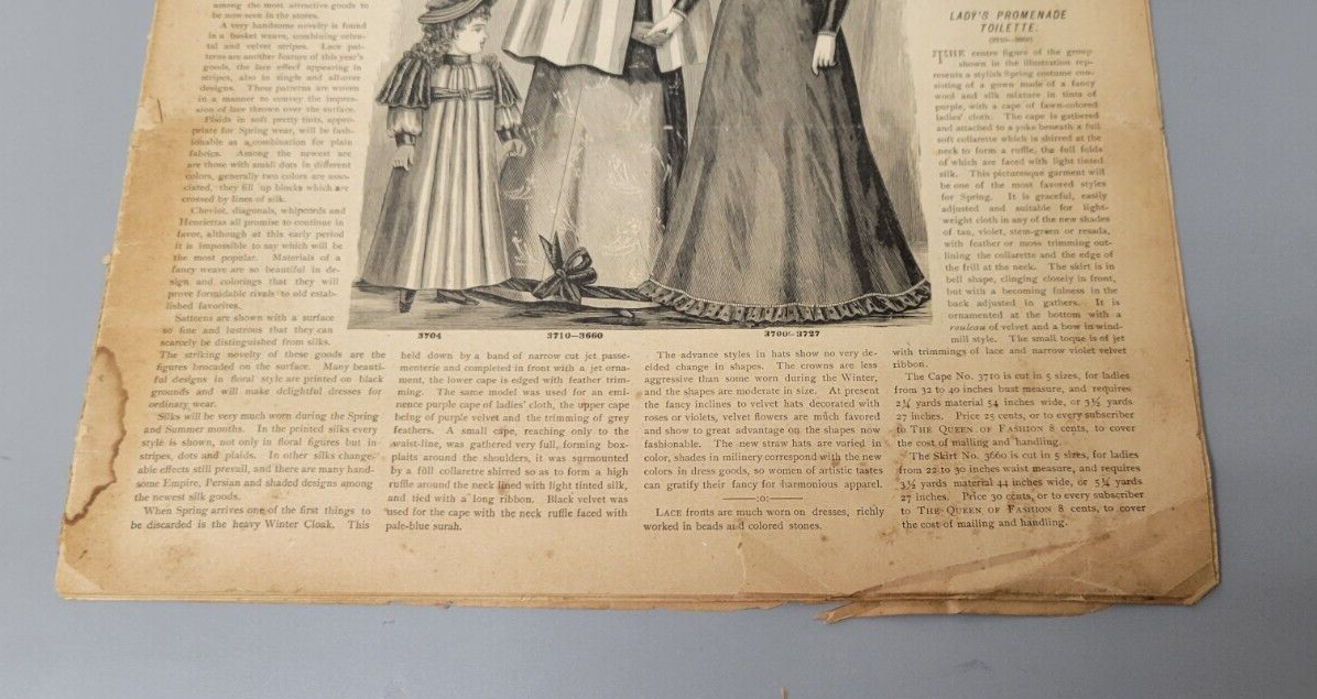 1893 Original The Queen of Fashion Paper March. New York Ladies' Fashion Pattern