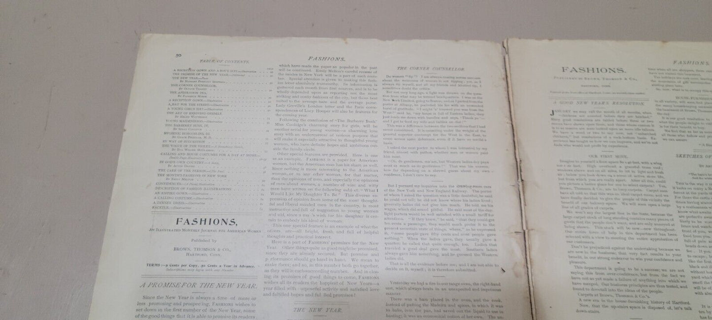 1893 FASHIONS. January Journal American Woman Paper Original Dress, Victorian