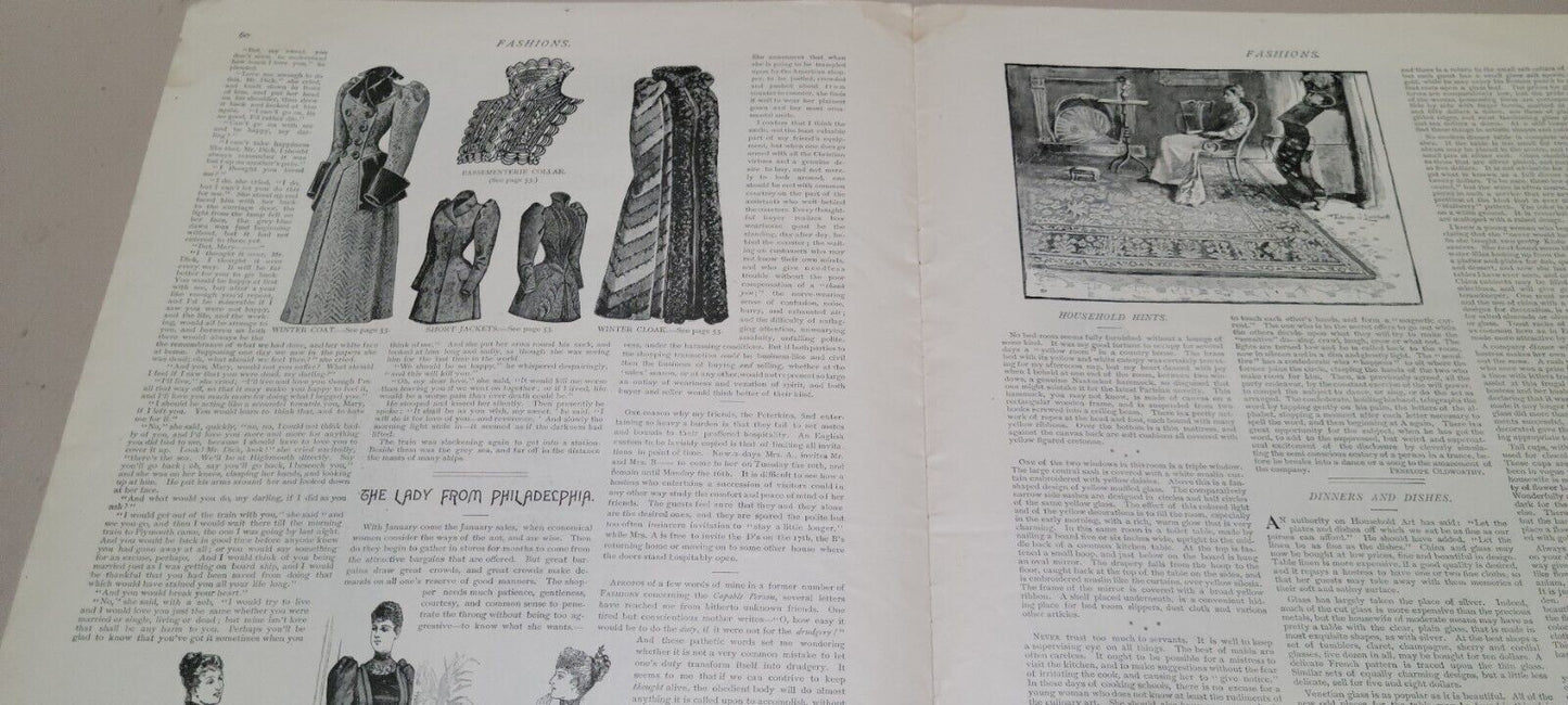 1892 FASHIONS. January Journal American Woman Paper Original Dress, Victorian