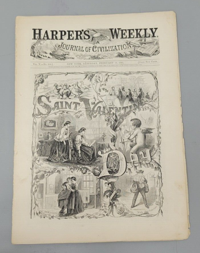 1861 Harper's Weekly, February 16. Newspaper. Paris Fashions. Great Exposition.