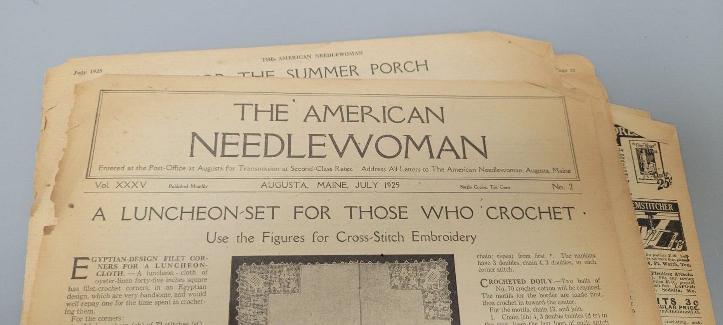 1925 The American Needlewoman July. Original. Craft Sew Crochet Fashion Magazine