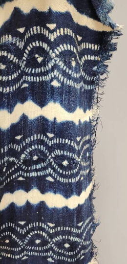 Vintage Mud Cloth Indigo Dyed Hand Woven Damask Cotton Mali Fabric Shawl Africa