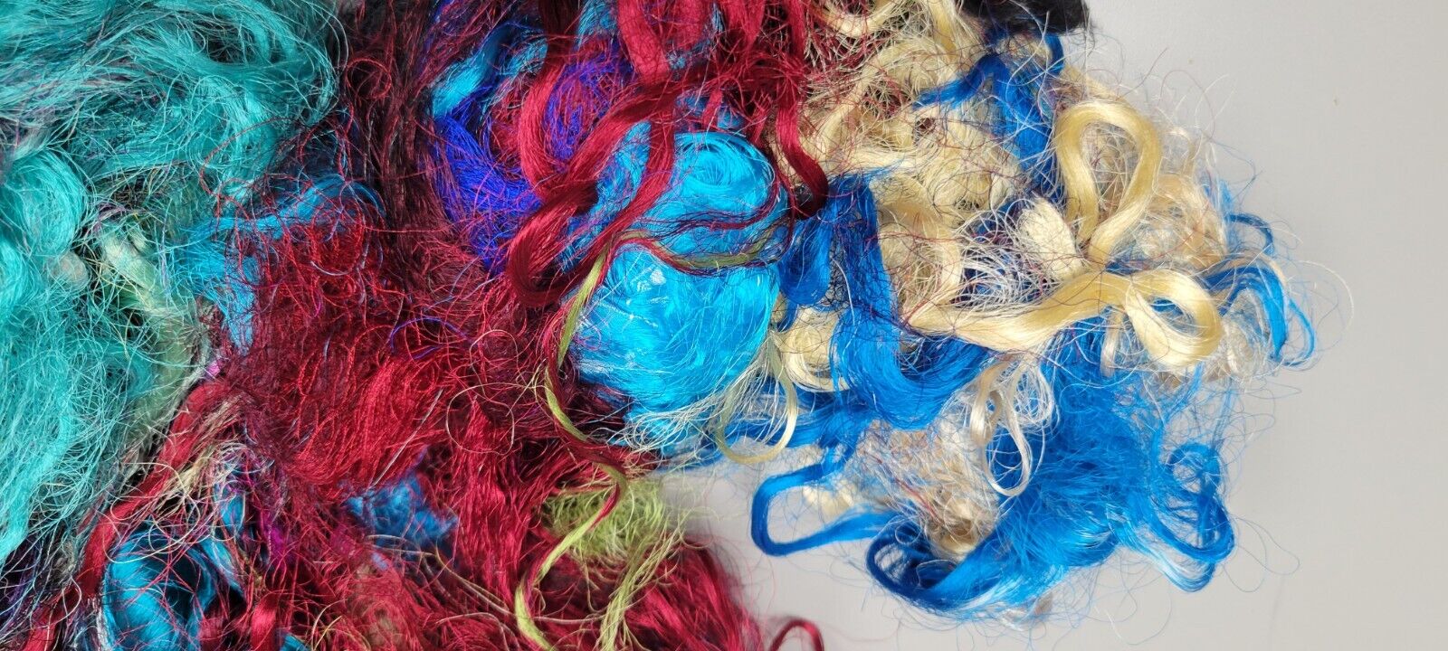 Silk Threads Rainbow Reclaimed Fiber 8 oz Painting, Embroidery, Spinning, Crafts