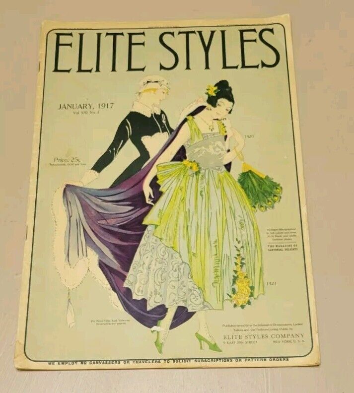 1917 Elite Styles January Dressmaker Tailor Fashion Magazine Catalog Patterns