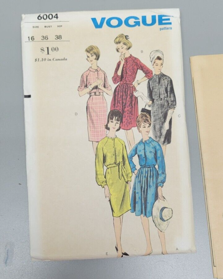 Vogue Printed Sewing Pattern 6004 UNCUT Size 16 Pleated Skirt 1960s Fashion