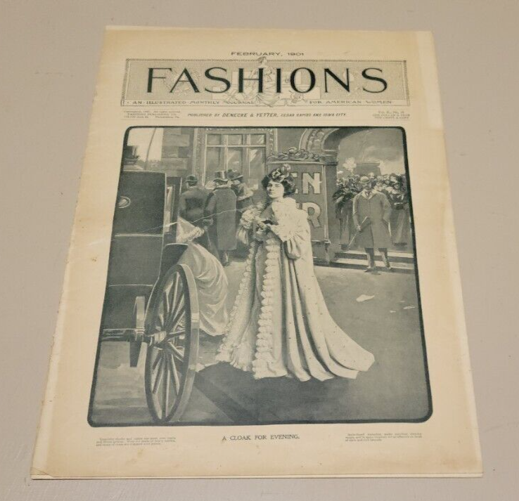 1901 FASHIONS. February Journal American Woman Paper Original Dress, Victorian