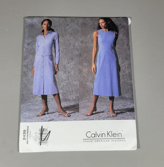 Vogue Pattern 2439, ca 2001. Size 12, 14, 16. Vogue American Designer Calvin Klein.