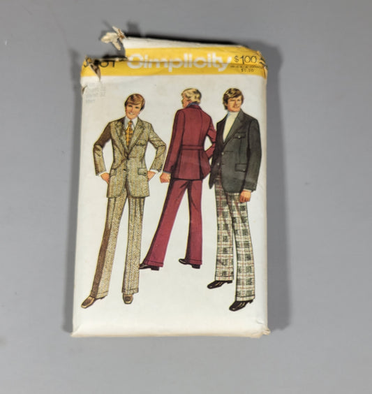 Simplicity 5161, ca 1972. Sewing Pattern. Men Size 38, Chest 38 Waist 32.