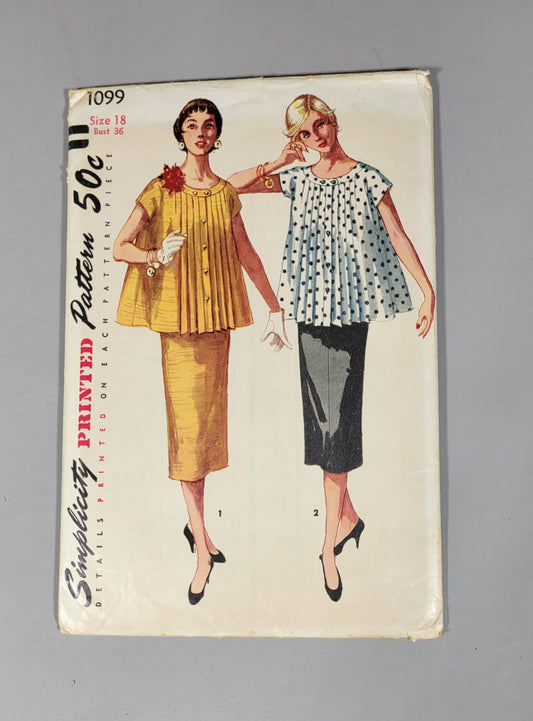 Simplicity 1099 ca 1955. Size 18 Bust 36. ca 1950s