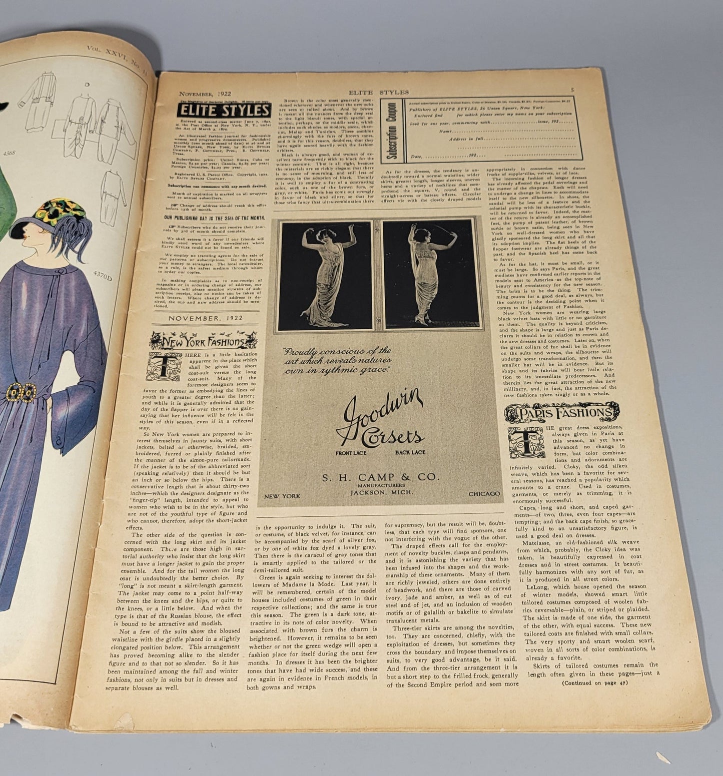 Elite Styles, 1922 November Original Dressmaker Tailor Fashion Catalog Ladies