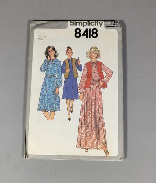 Simplicity 8418 ca 1977, Size 10 Miss.