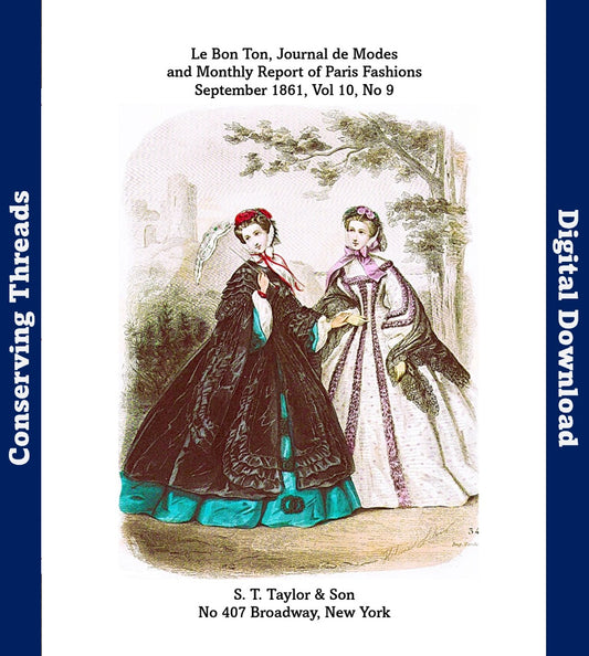 📥 Le Bon Ton Journal de Modes, September 1861. Catalog Monthly Report. Vol 10 No 9. E-book DOWNLOAD.