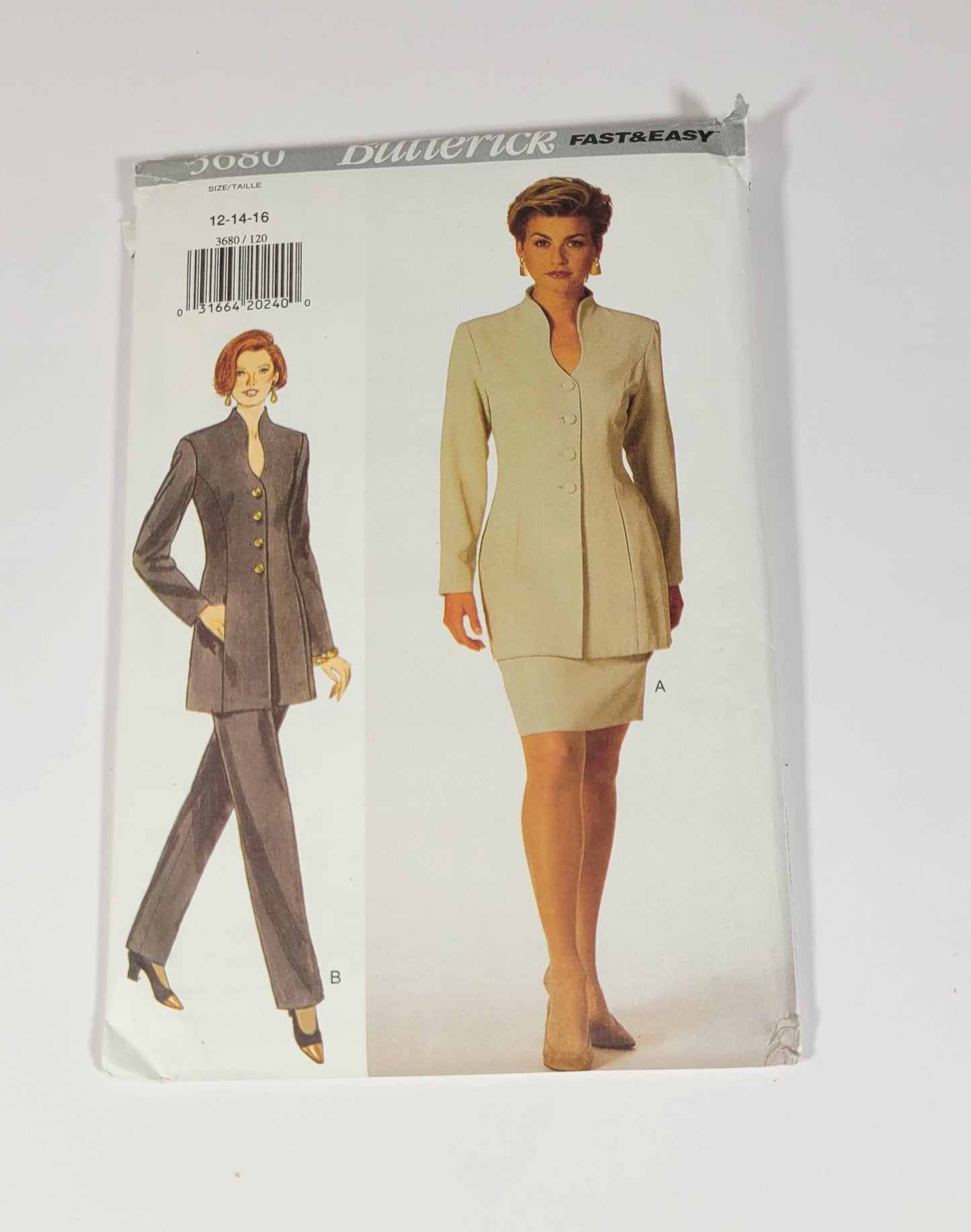 Butterick Pattern 3680, ca 1994. Size 12-14-16. Misses' Petite Top, Skirt & Pants.