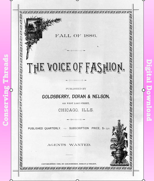 📥 Voice of Fashion Pattern Book, Fall 1886, Chicago Publishing Co, National Garment Cutter. E-book DOWNLOAD.