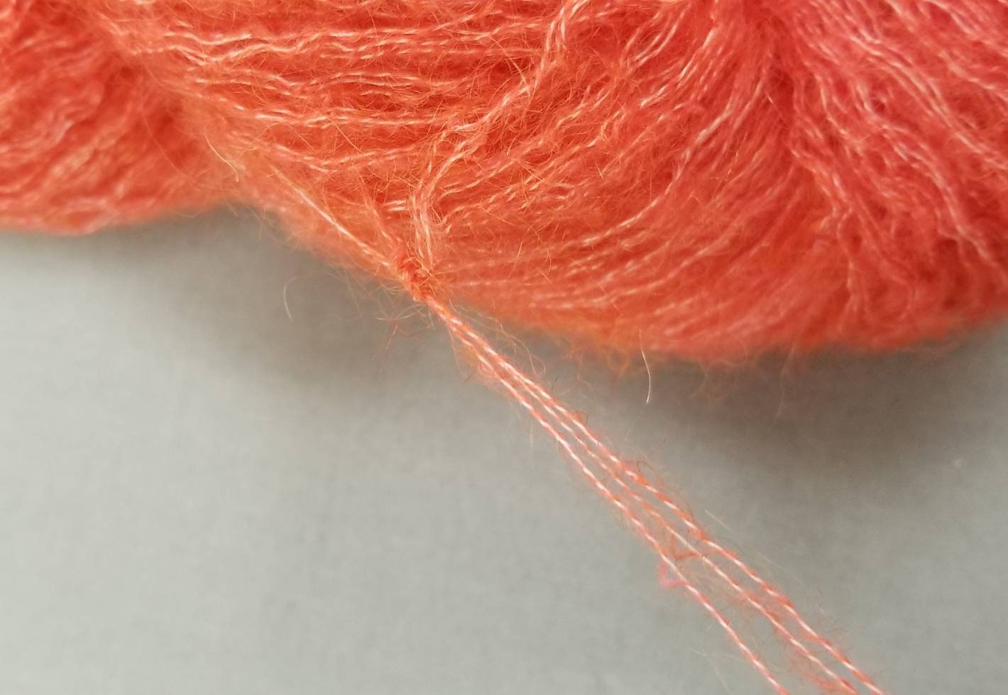 Orange Reclaimed Wool, Mohair, Nylon and Acrylic. Sherbet Orange. 880 Yards Cone. Lace Weight. Recycled Sweater Yarn.