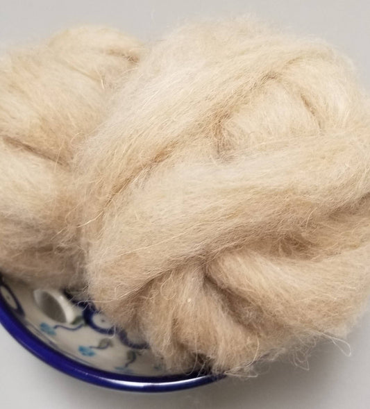 2 oz Hemp / Alpaca Custom Blend Fiber Sliver, Light Brown Card Roving, Natural Fibers, Great for Fiber Arts, Spinning, Felting, and Knitting