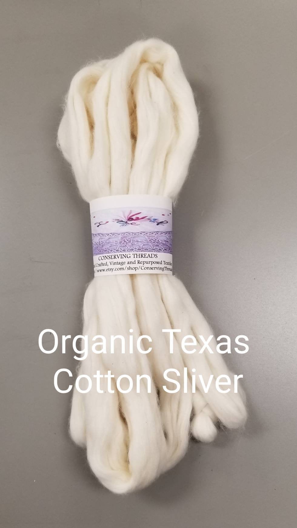 Cotton Sliver, USA Organically Grown, Upland Variety