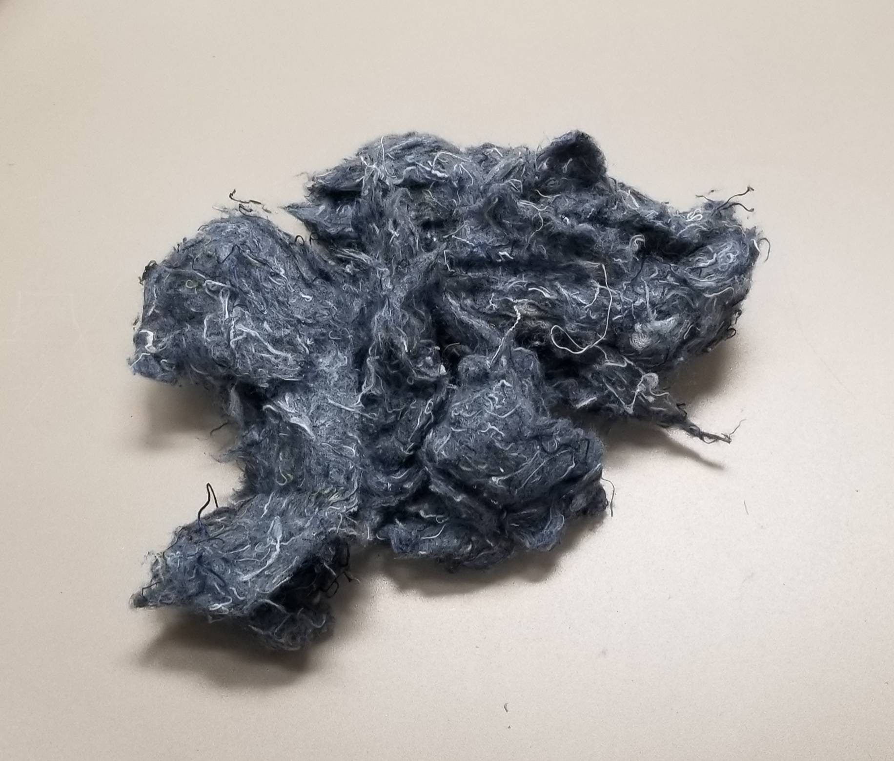 Cotton Shoddy Reclaimed Blue Cotton Fiber, Denim Jeans Upcycled into Cotton Fiber, Great for Your Next Spinning Project.