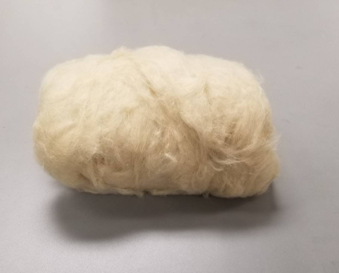 2 oz Mill End Cotton Fiber Batt, Natural Green Color (Mostly). Great Gift Idea for Spinner, Weaver and Fiber Artist