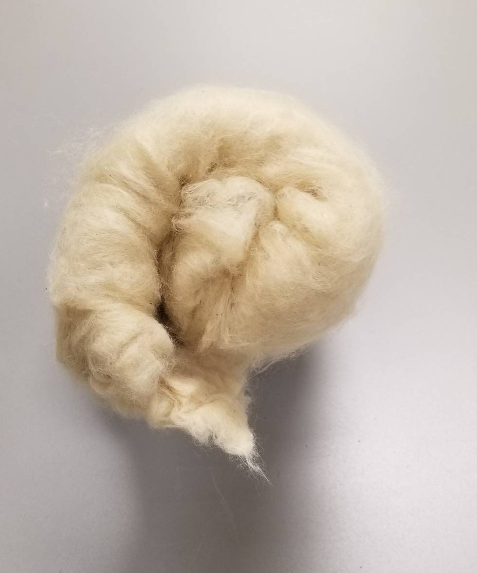 2 oz Mill End Cotton Fiber Batt, Natural Green Color (Mostly). Great Gift Idea for Spinner, Weaver and Fiber Artist