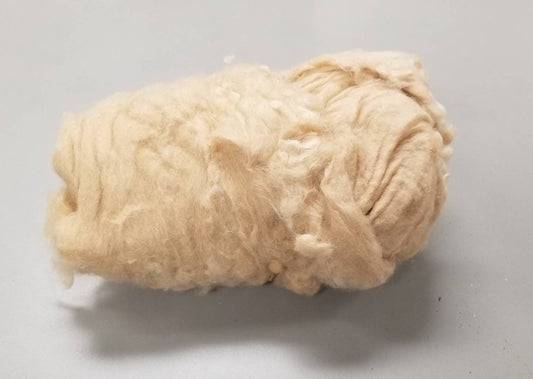 2 oz Mill End Cotton Fiber Batt, Natural Light Brown Color (Mostly). Great Gift Idea for Spinner, Weaver and Fiber Artist