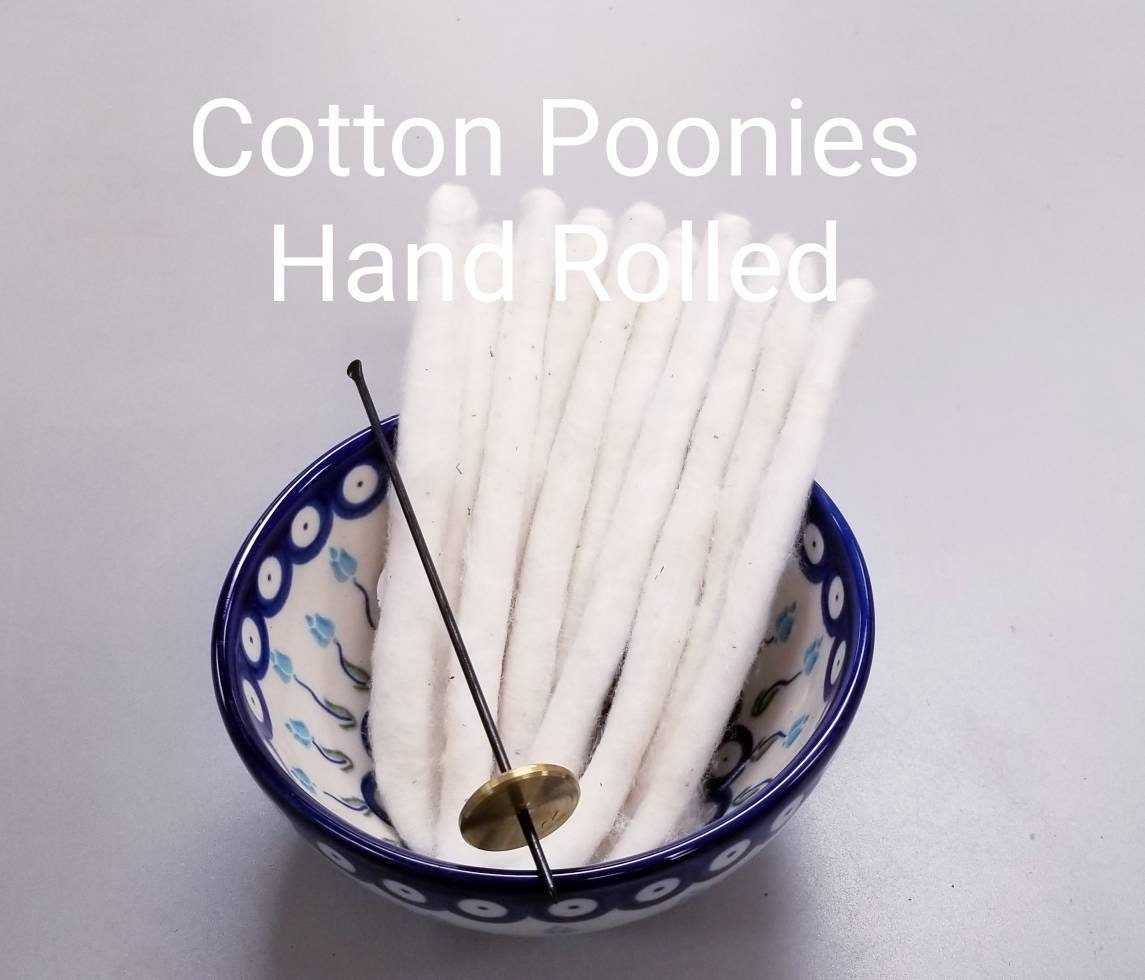 Cotton - 0.5 oz of Hand-Rolled Cotton Poonies. Approximately 12 Poonies.