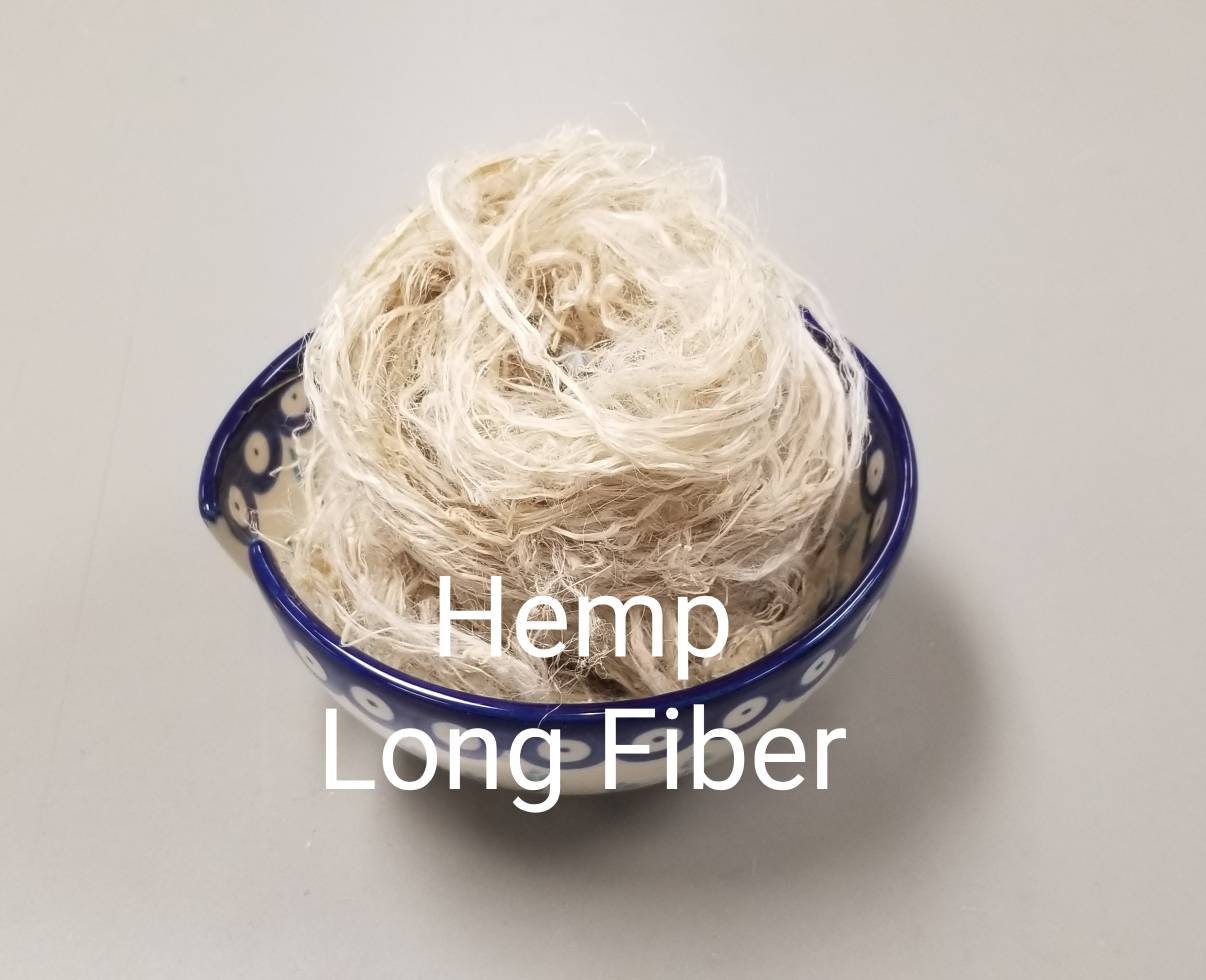 Hemp Long Fiber, 2 oz, Himalayan Mountain Hemp Bleached. 100% Raw Vegetable. Great for Basketry, Carding, Knitting, Weaving, Fiber Arts!