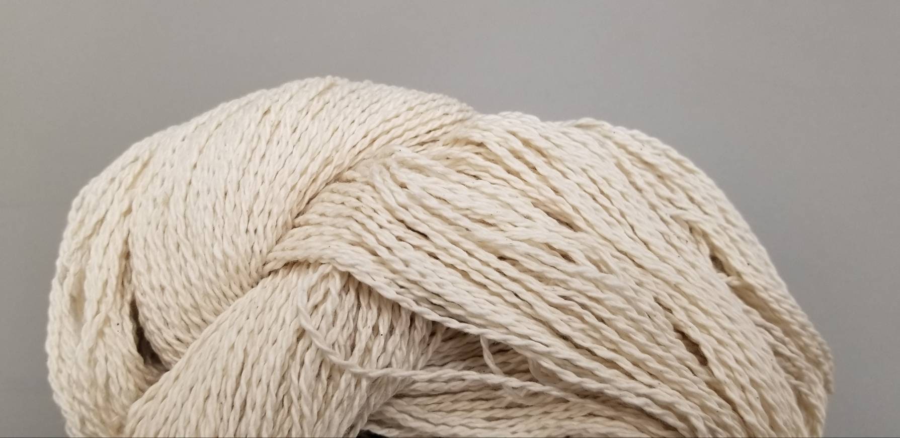 100% U.S.A. Cotton Yarn from Old Dominion Collection by Cestari Sheep and Wool Company. Natural Color. 2 Ply / Fingering Weight. 340 Yards