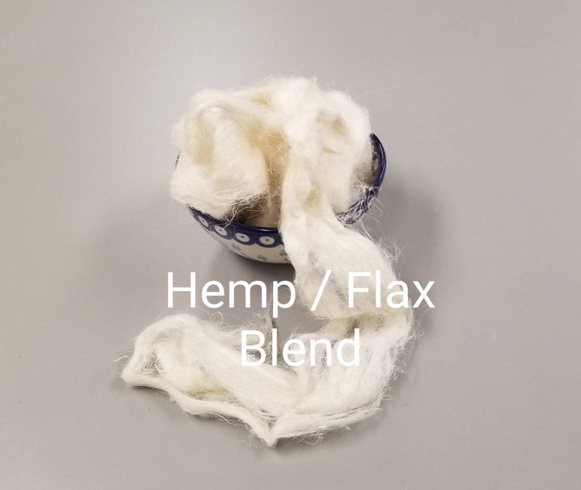 Hemp - Flax Blend, 1 Pound (16 ounces), Fiber Card Sliver Degummed and Bleached. Great for Knitting, Spinning., Weaving, Fiber Arts