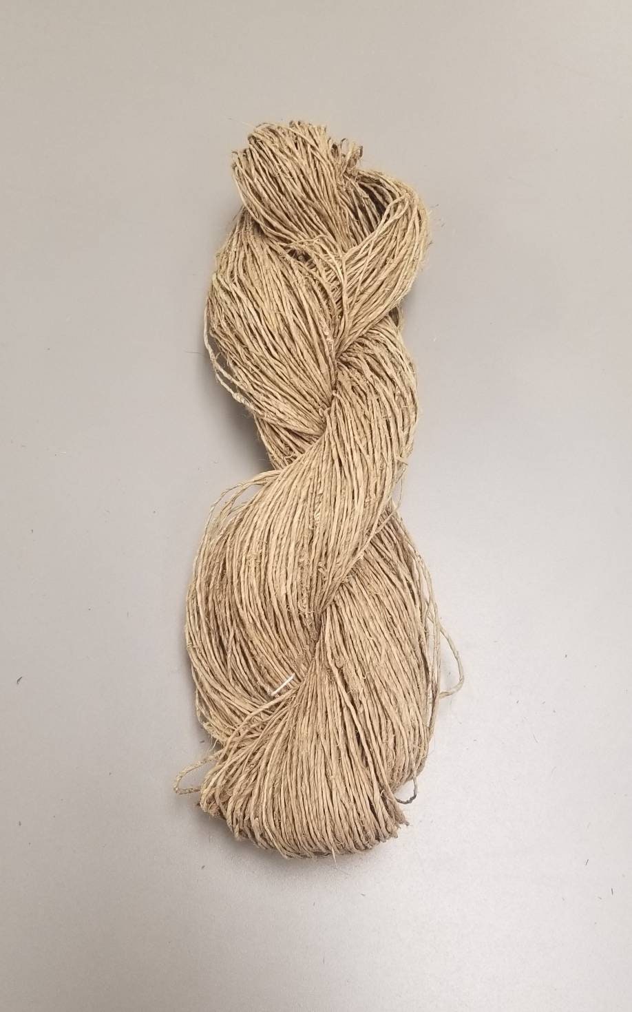 100% Hemp Yarn - Hand Spun Skein. Natural. Great for Kitting, Crochet, Weaving, Craft, Fiber Arts. 100 grams.