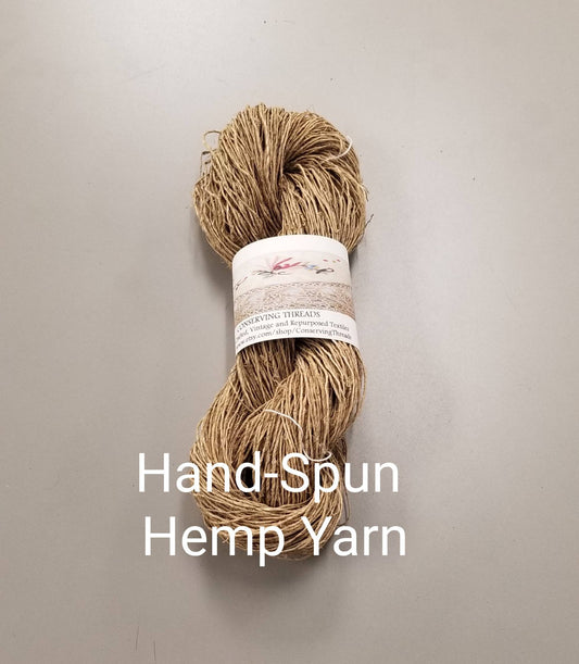 100% Hemp Yarn - Hand Spun Skein. Natural. Great for Kitting, Crochet, Weaving, Craft, Fiber Arts. 100 grams.