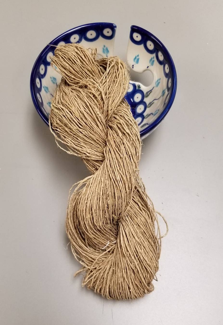 100% Hemp Yarn - Hand Spun Skein. Natural. Great for Kitting, Crochet, Weaving, Craft, Fiber Arts. 100 grams.