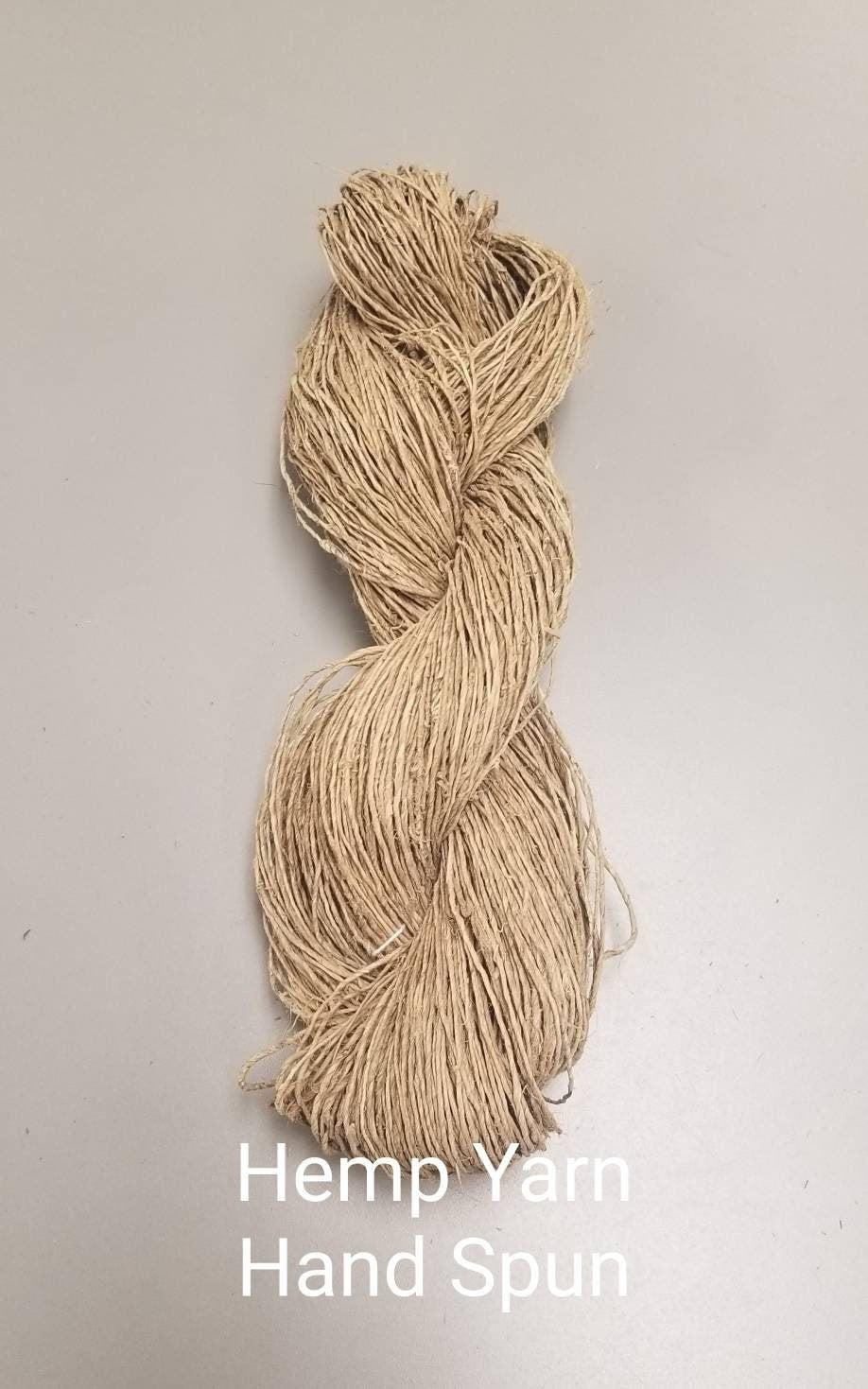 100% Hemp Yarn - Hand Spun Skein. Natural. Great for Kitting, Crochet, Weaving, Craft, Fiber Arts. 100 grams.