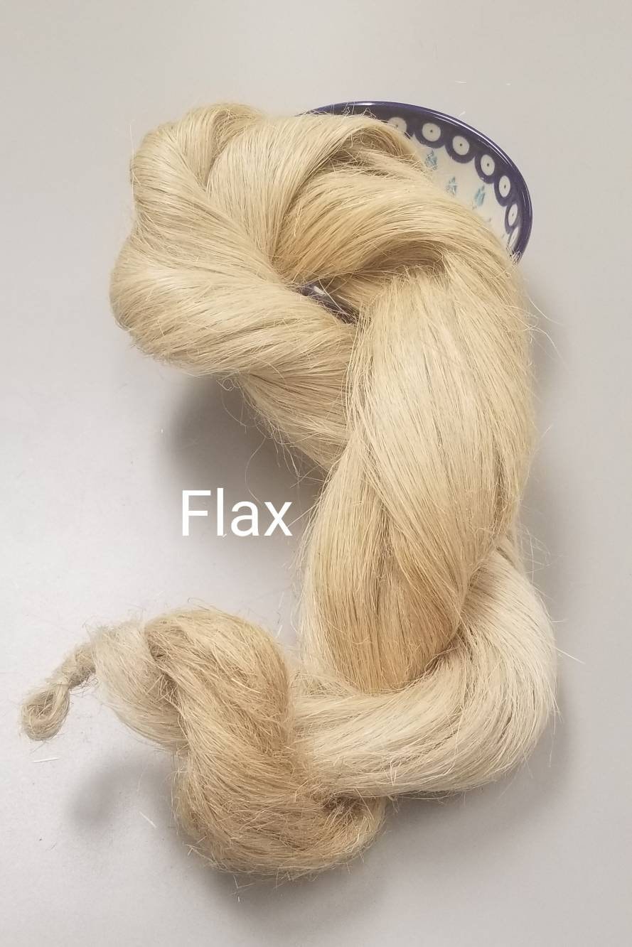 Flax Strick, Natural Long Line Bast Fiber, Great for Spinning, Weaving, Fiber Crafts, Doll Making and Crafts. Approx. Medium Coarseness.