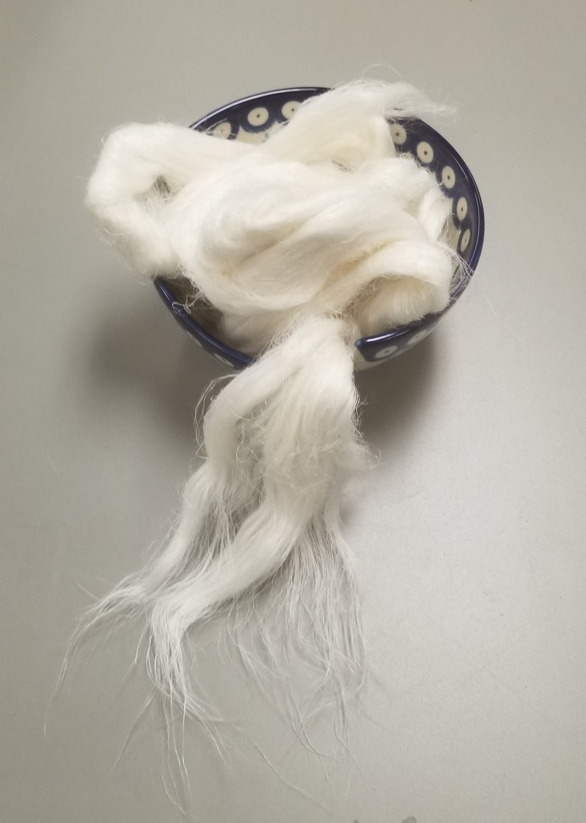 Flax Fiber. 4 oz Sliver Top Roving. Bleached White. Great for Dyeing, Spinning, Knitting, Weaving, Felting and Doll Making.