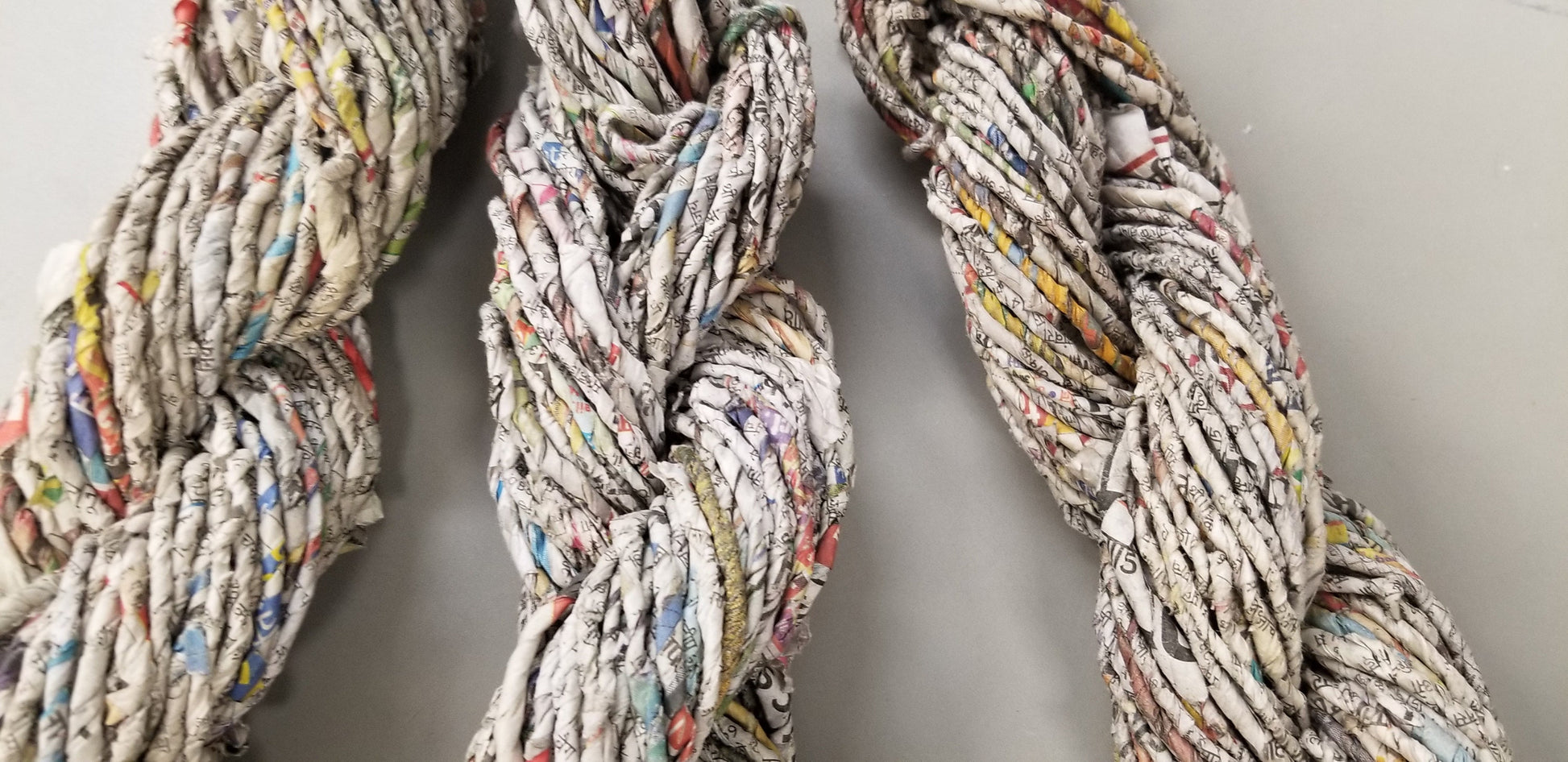 Reclaimed Paper Yarn Skein. Approx. 33 Yards / 3.5 ounce. Recycled Newspaper. 2ns Chance,