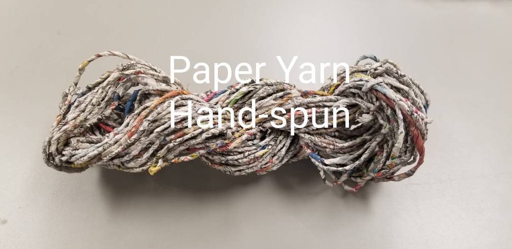 Reclaimed Paper Yarn Skein. Approx. 33 Yards / 3.5 ounce. Recycled Newspaper. 2ns Chance,