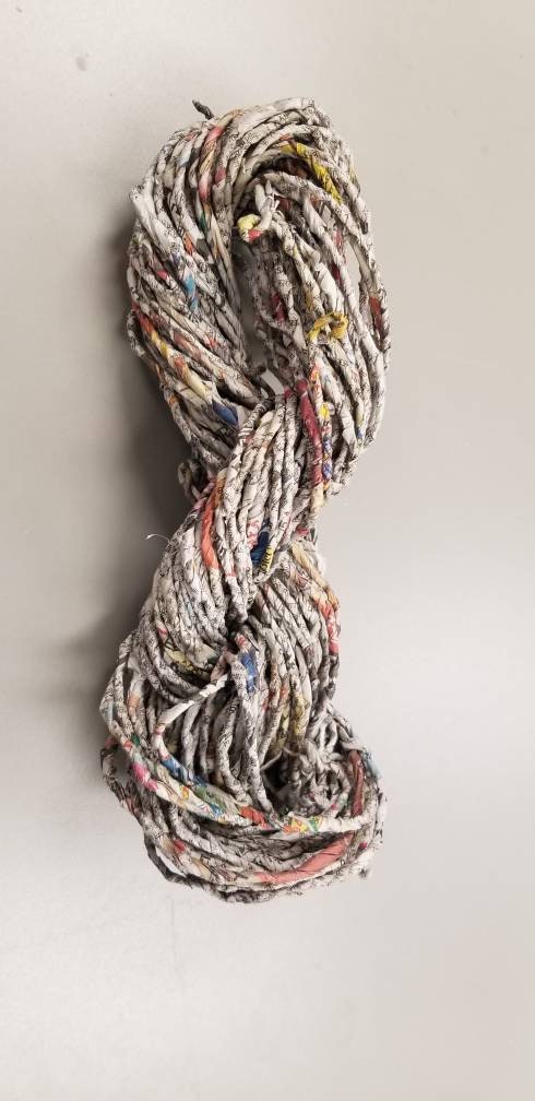 Reclaimed Paper Yarn Skein. Approx. 33 Yards / 3.5 ounce. Recycled Newspaper. 2ns Chance,