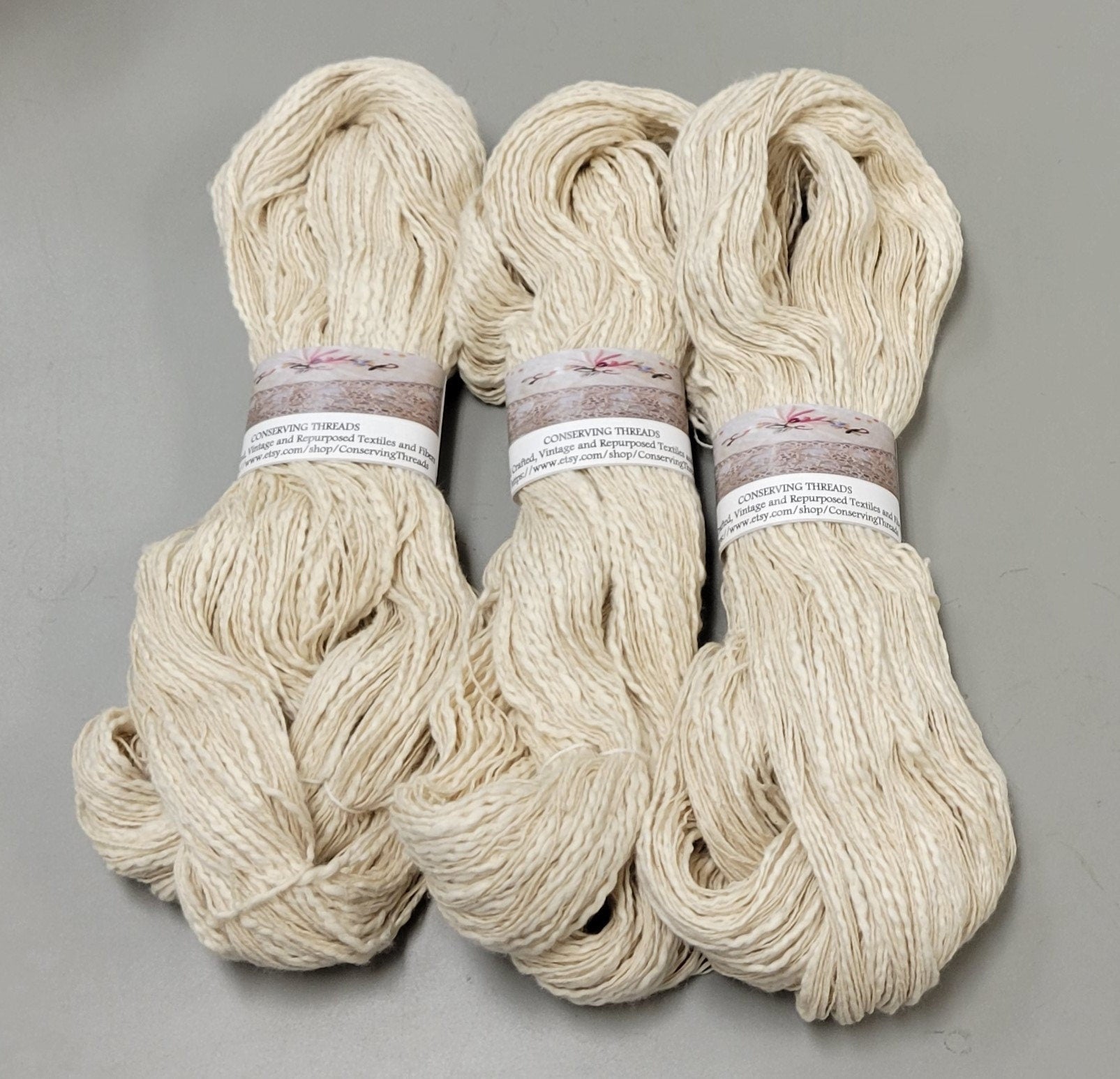 Cotton Yarn, Hand Spun, 2 Ply, Fingering Weight. Off White. Natural. Great for Knitting, Crochet, Fiber Arts, Weaving, Big Stitching, Crafts