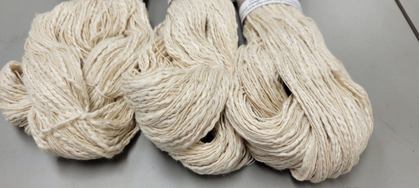 Cotton Yarn, Hand Spun, 2 Ply, Fingering Weight. Off White. Natural. Great for Knitting, Crochet, Fiber Arts, Weaving, Big Stitching, Crafts