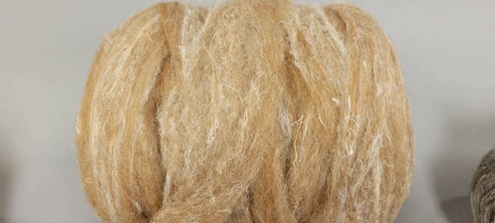 Hemp, Alpaca and Wool Fiber - Custom Blend Pin Draft Roving (20/50/30) Light, Medium, Dark Colors. Great for Weaving, Fiber Arts, Knitting