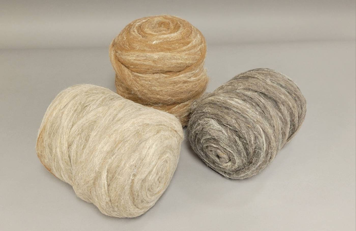 Hemp, Alpaca and Wool Fiber - Custom Blend Pin Draft Roving (20/50/30) Light, Medium, Dark Colors. Great for Weaving, Fiber Arts, Knitting