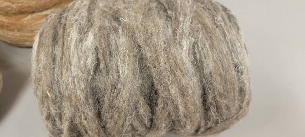 Hemp, Alpaca and Wool Fiber - Custom Blend Pin Draft Roving (20/50/30) Light, Medium, Dark Colors. Great for Weaving, Fiber Arts, Knitting