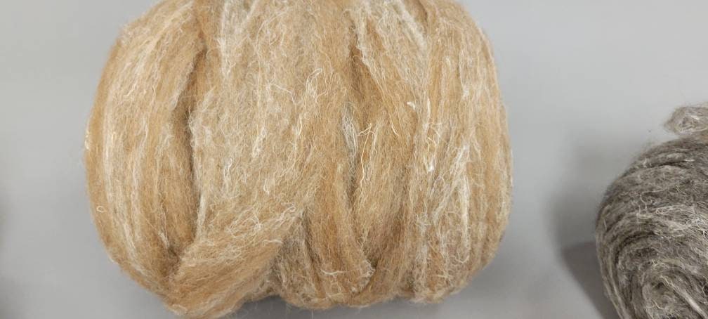 Hemp, Alpaca and Wool Fiber - Custom Blend Pin Draft Roving (20/50/30) Light, Medium, Dark Colors. Great for Weaving, Fiber Arts, Knitting