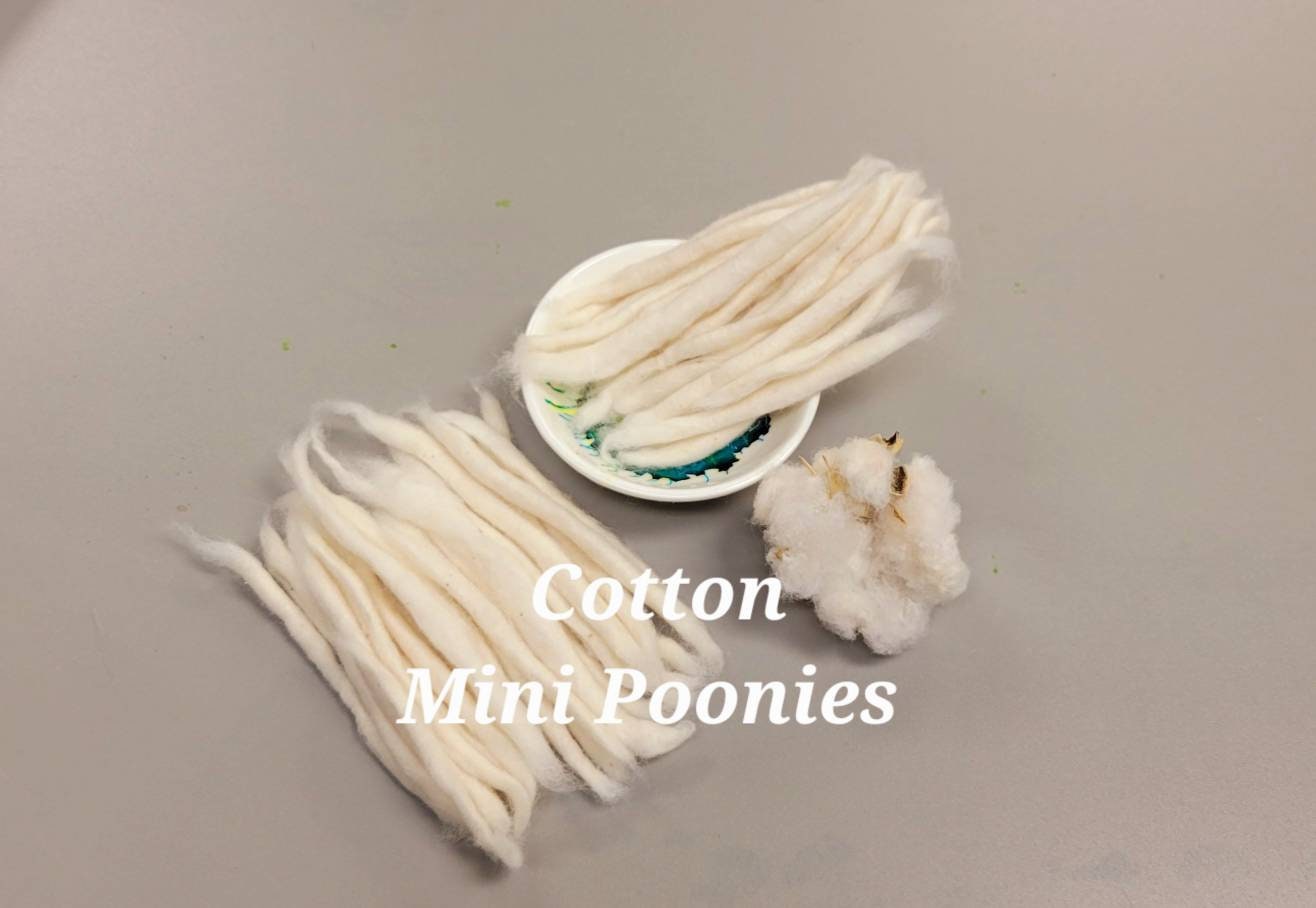 Mini Cotton Poonies - 3 Grams Pack (About 50 Hand-Rolled) 100% Cotton Poonies.