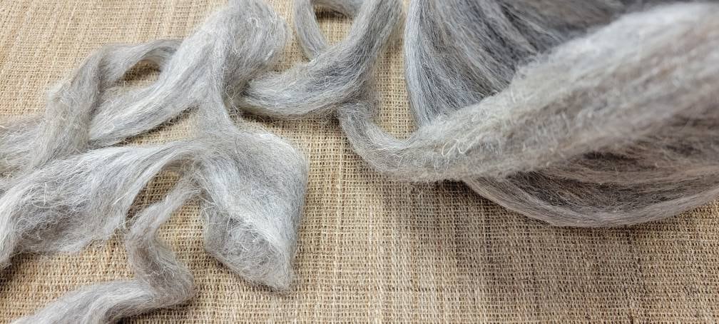 Hemp, Alpaca and Wool Fiber - 1 Pound Custom Blend Pin Draft Roving (20/50/30) Light Gray / Brown. Great for Weaving, Fiber Arts, Knitting