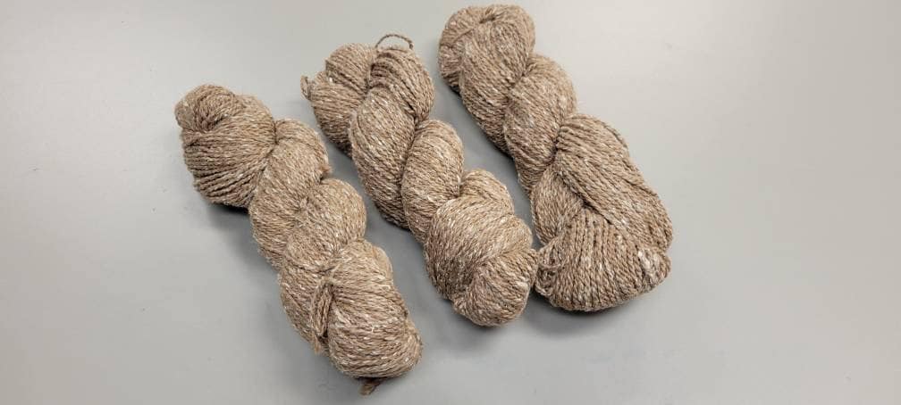 Hemp, Alpaca and Wool Fiber (20/50/30) - Custom Blend Yarn Skein. Brown. Great for Weaving, Fiber Arts, Knitting