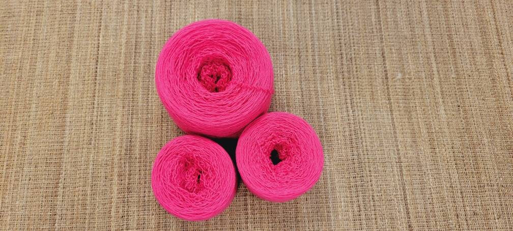 Reclaimed Cotton Hot Pink Thread. Repurposed Recycled Sweater Yarn. Thread or Lace Weight. Great for Upcycle Projects.