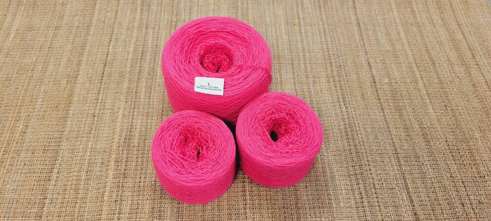 Reclaimed Cotton Hot Pink Thread. Repurposed Recycled Sweater Yarn. Thread or Lace Weight. Great for Upcycle Projects.